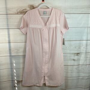 Croft & Barrow Intimates Pink & White Stripes Short Sleeve Sleep Dress Size S